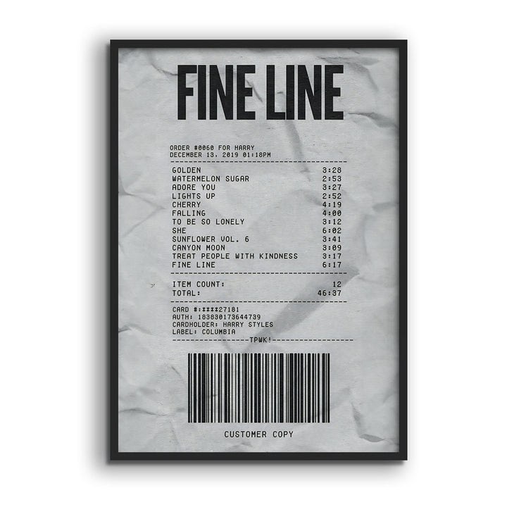 Harry Styles "Fine Line Receipt "