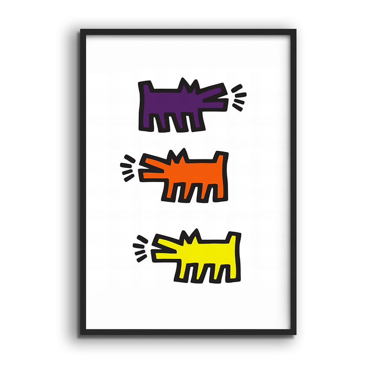 Keith Haring "Colorful Dogs"